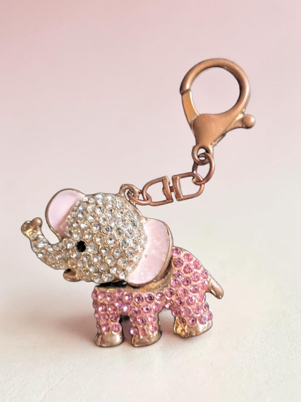 Cute Rhinestone Elephant Keychain